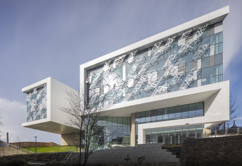 Image of the front of the Barbara Hepworth Building, School of Art and Design for University of Hudderfield