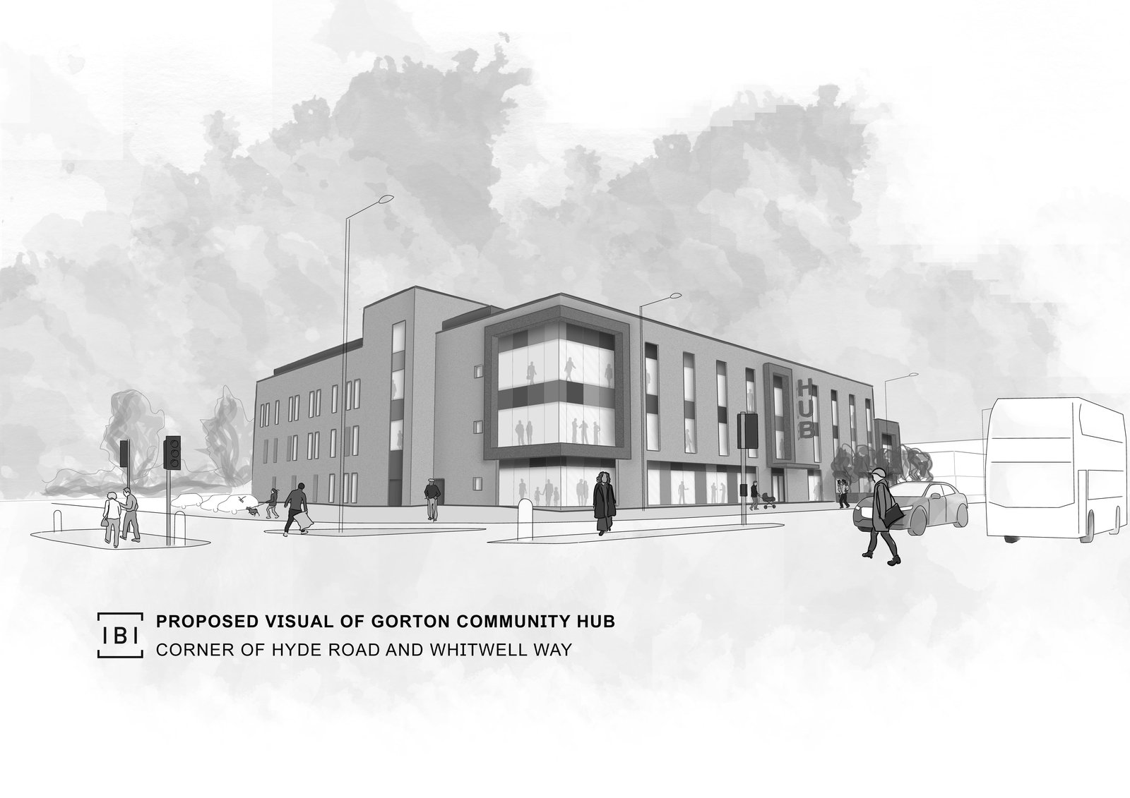 Artists impression of the proposed Gorton Hub in Manchester