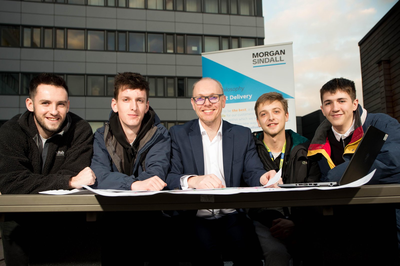 The group of students taking part in the CIOB challenge - Kyle Dougan Alex Dawes Owen Ashton Ben Tregear Jack Heaney