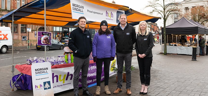 The Morgan Sindall Construction team and stakeholders pictured in St Albans town centre at Christmas