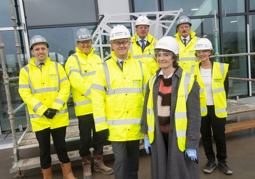 Topping out event at the University of Huddersfield Barbara Hepworth Building