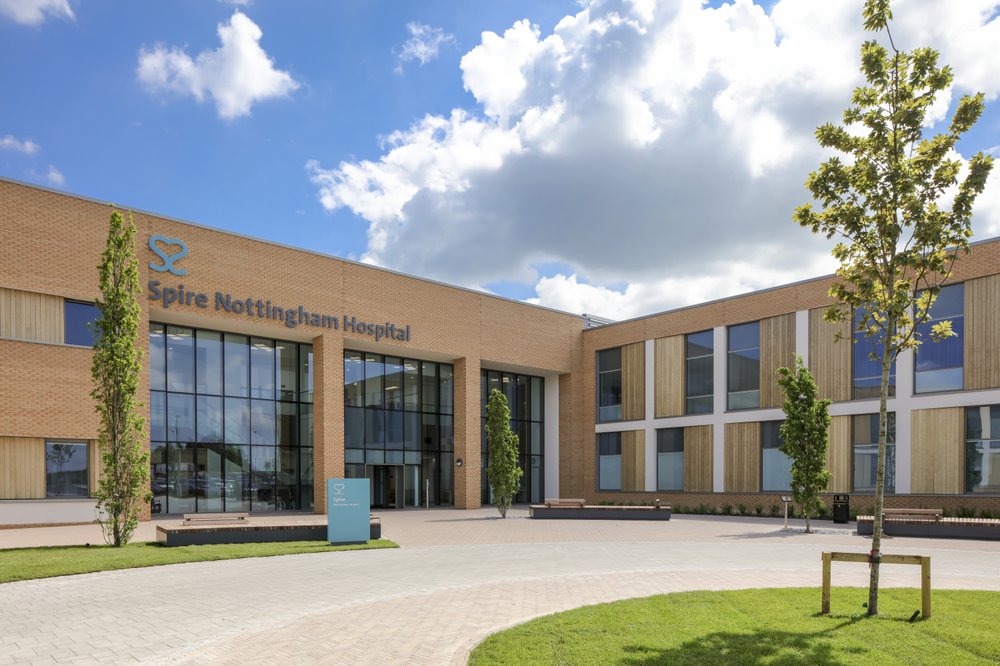 Front entrance to the Spire hospital in Nottingham