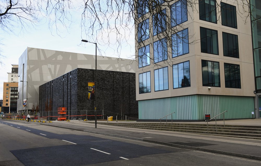 Southampton Solent Sports Complex, side view of the building taken from the pavement across the road