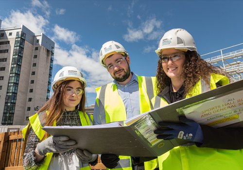 Image of three Morgan Sindall Construction placement students