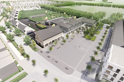Outside, aerial view of the proposed design for Marleigh Primary Academy School