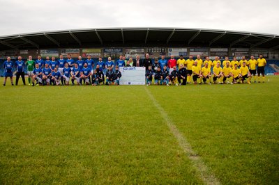 Picture of the teams involved in Morgan Sindall Construction's charity football match in Wakefield