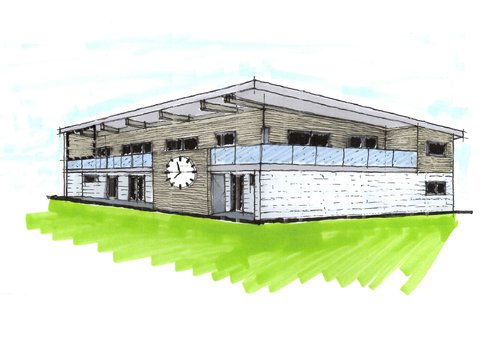 Image of the proposed Hitchin Cricket Club to be built by Morgan Sindall Construction