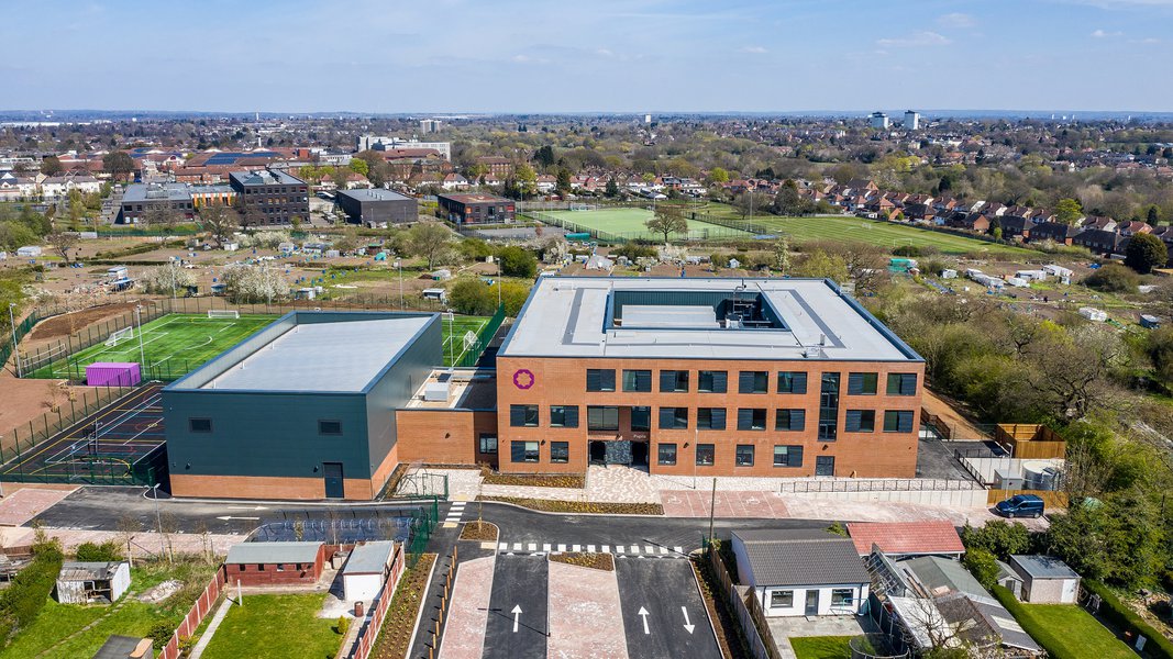 Aerial view of the completed Eden Girls Academy in Birmingham