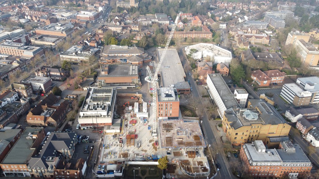 Aerial view of the CCOS project in St Albans taken from a drone