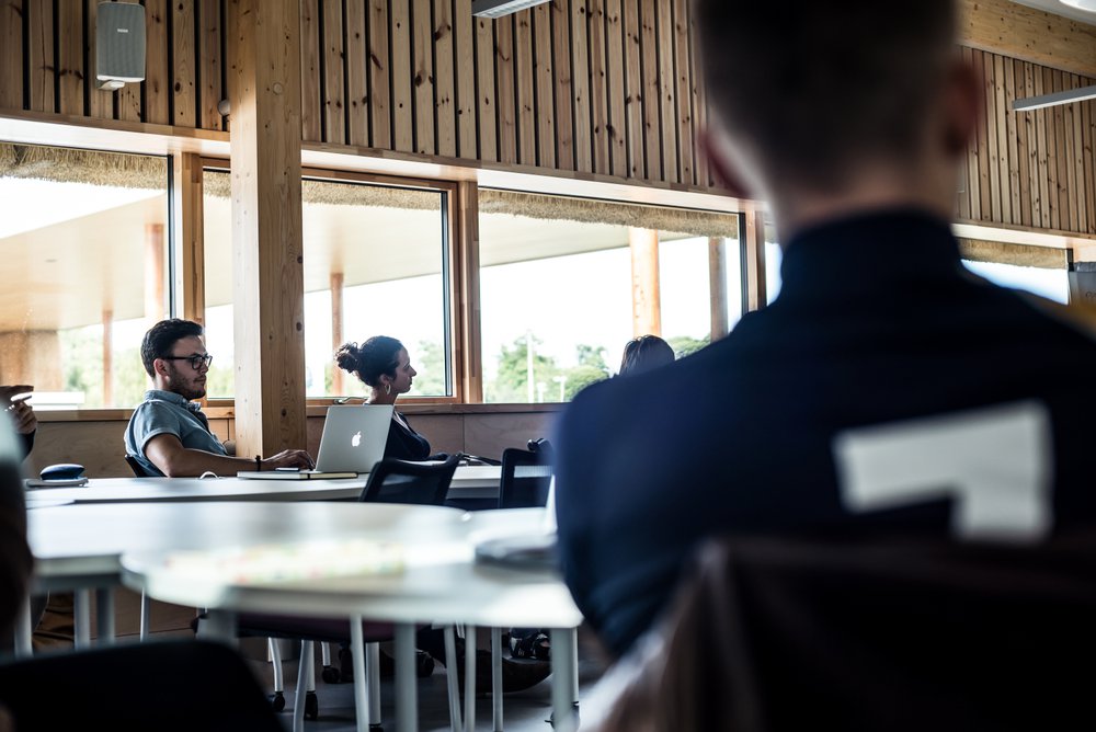 Image of a group of people in a classroom in the Enterprise Centre