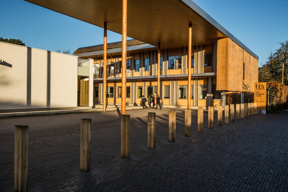 View of the back of the Enterprise Centre at the University of East Anglia