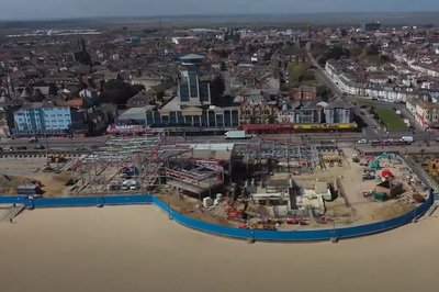 Aerial image showing the progress of the Great Yarmouth Marina Centre