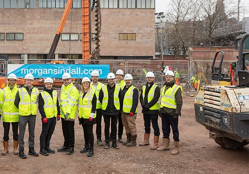 Image of the Morgan Sindall Construction team and stakeholders at the Vita Student Accommodation site in Nottingham