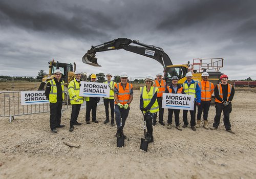 Picture of the Morgan Sindall Construction team and stakeholders at the Hethersett Primary School ground breaking event