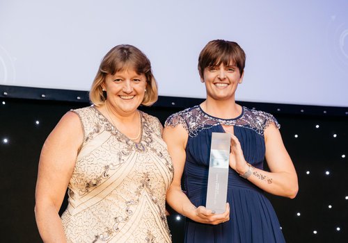 Health and Safety Manager for Morgan Sindall Construction in the North, Karen Godfrey pictured at the WICE Awards ceremony