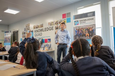 Image of Morgan Sindall Construction employee presenting at an event in the Knowledge Quad
