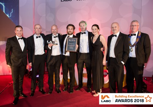Morgan Sindall Construction team in London in black tie dress at an awards ceremony