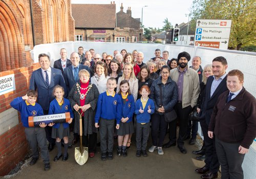 Image of the time capsule burial event at the museum of st albans residential scheme development