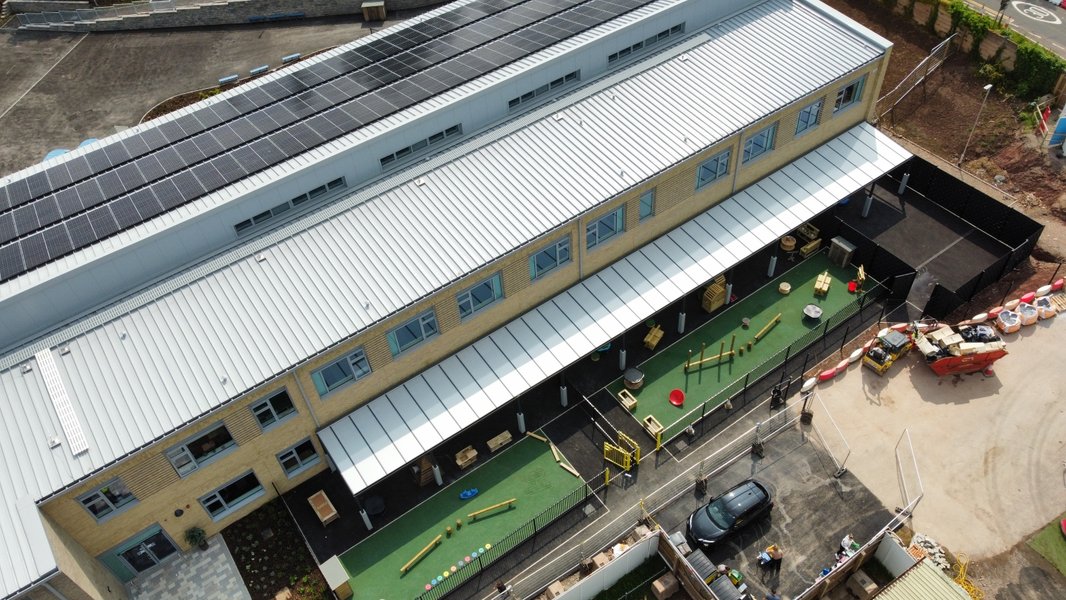 The roof of the Maendy Primary School
