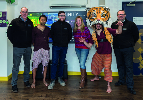 Members of the Morgan Sindall Alder Hey project team with Morgan Sindall's Gill Roberts and Jungle Book cast