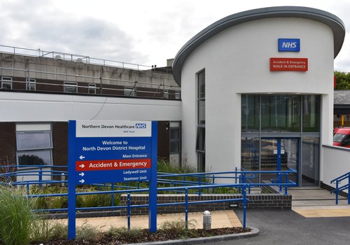 Front of the A&E Unit at North Devon District Hospital