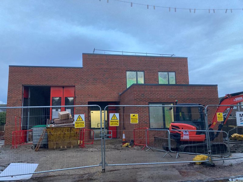 A progress image of Bishops Waltham Fire Station building