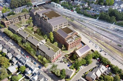 Railpen x Socius - Mill Yard Cambridge aerial CGI