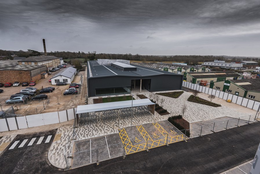Aerial view of Unity Campus in Cambridge
