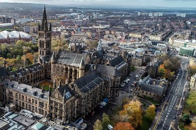 Aerial view of the University of Glasgow campus, Scotland