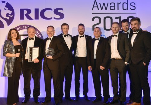 The Morgan Sindall Construction team in black tie dress pictured at the RICS Award ceremony