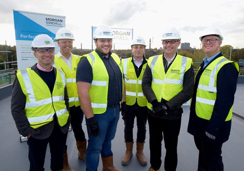 MOrgan Sindall Construction team and stakeholders at the Vita Student accommodation topping out event