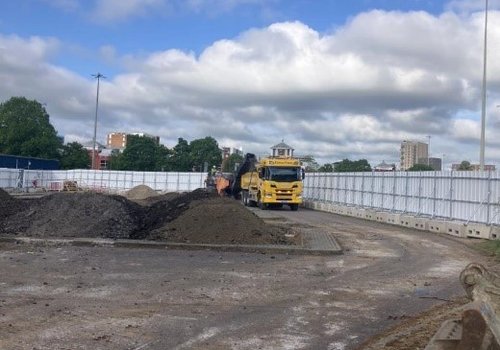 Stevenage Leisure view from behind the hoardings
