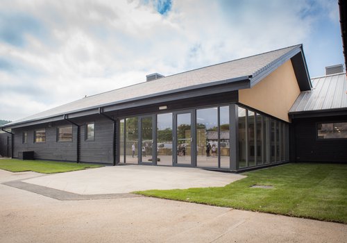 Image of the completed modern extension to grade two listed Milne School in Scotland