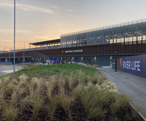 The exterior of Barking Riverside station