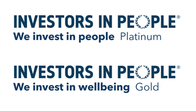 Investors in People: Platinum workplace award logo and Investors in People: Gold wellbeing award logo